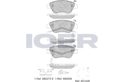 181810203 ICER Комплект тормозных колодок, дисковый тормоз