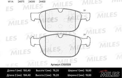 E100509 MILES Комплект тормозных колодок, дисковый тормоз