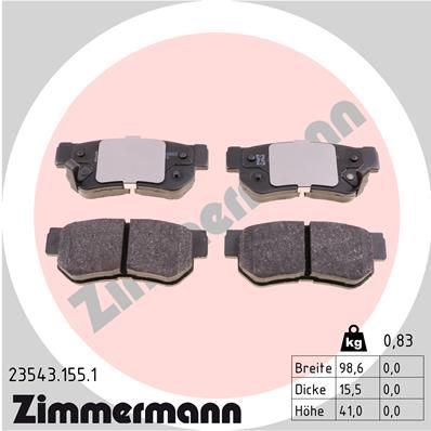 235431551 ZIMMERMANN Комплект тормозных колодок, дисковый тормоз