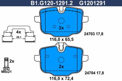 B1G12012912 GALFER Комплект тормозных колодок, дисковый тормоз