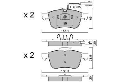BPFI1033 AISIN Комплект тормозных колодок, дисковый тормоз
