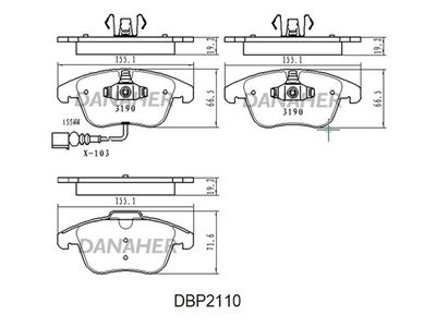 DBP2110 DANAHER Комплект тормозных колодок, дисковый тормоз