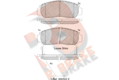 RB1543208 R BRAKE Комплект тормозных колодок, дисковый тормоз