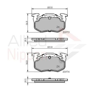 ADB0522 COMLINE Комплект тормозных колодок, дисковый тормоз