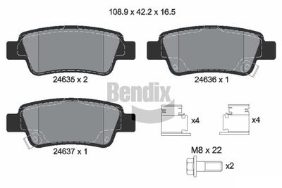 BPD1464 BENDIX Braking Комплект тормозных колодок, дисковый тормоз