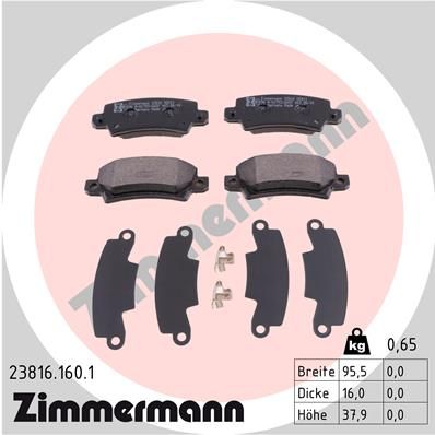 238161601 ZIMMERMANN Комплект тормозных колодок, дисковый тормоз