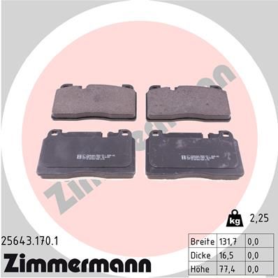 256431701 ZIMMERMANN Комплект тормозных колодок, дисковый тормоз