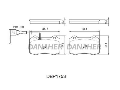 DBP1753 DANAHER Комплект тормозных колодок, дисковый тормоз