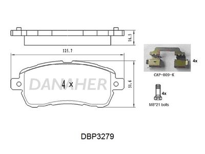 DBP3279 DANAHER Комплект тормозных колодок, дисковый тормоз