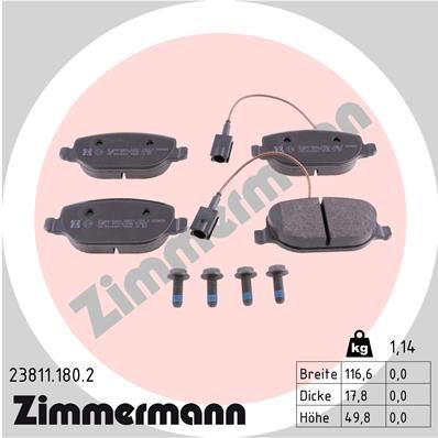 238111802 ZIMMERMANN Комплект тормозных колодок, дисковый тормоз