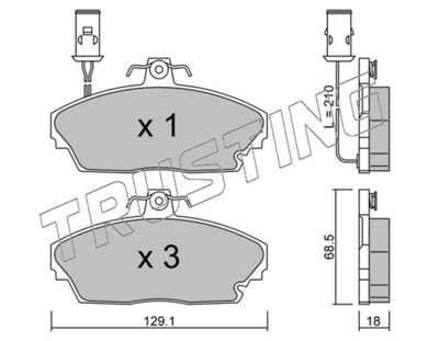 7050 TRUSTING Комплект тормозных колодок, дисковый тормоз