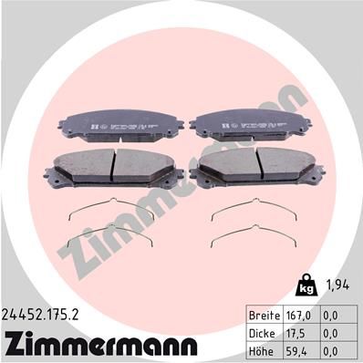 244521752 ZIMMERMANN Комплект тормозных колодок, дисковый тормоз