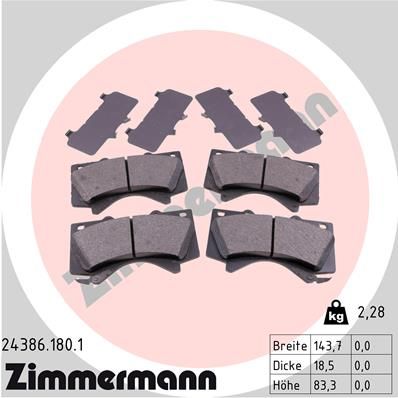 243861801 ZIMMERMANN Комплект тормозных колодок, дисковый тормоз