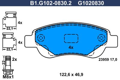 B1G10208302 GALFER Комплект тормозных колодок, дисковый тормоз