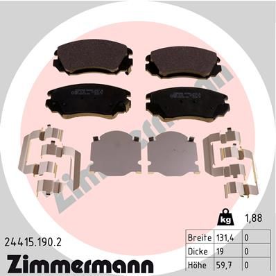244151902 ZIMMERMANN Комплект тормозных колодок, дисковый тормоз