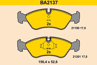 BA2137 BARUM Комплект тормозных колодок, дисковый тормоз