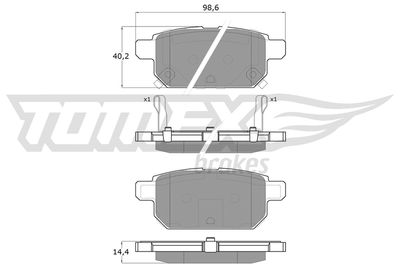 TX1814 TOMEX Brakes Комплект тормозных колодок, дисковый тормоз