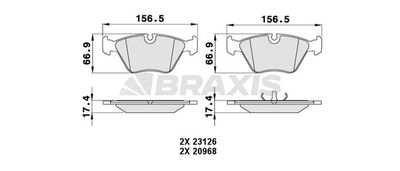 AA0472 BRAXIS Комплект тормозных колодок, дисковый тормоз
