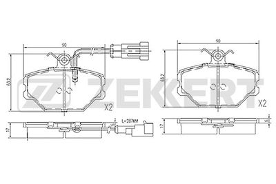 BS1395 ZEKKERT Комплект тормозных колодок, дисковый тормоз