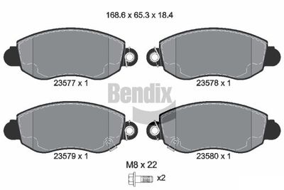 BPD1227 BENDIX Braking Комплект тормозных колодок, дисковый тормоз