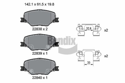 BPD2446 BENDIX Braking Комплект тормозных колодок, дисковый тормоз