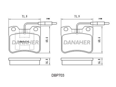 DBP703 DANAHER Комплект тормозных колодок, дисковый тормоз