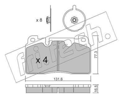 9950141 fri.tech. Комплект тормозных колодок, дисковый тормоз