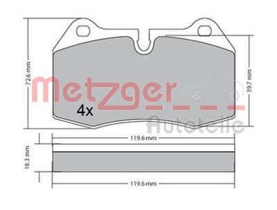 1170577 METZGER Комплект тормозных колодок, дисковый тормоз