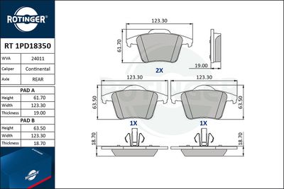 RT1PD18350 ROTINGER Комплект тормозных колодок, дисковый тормоз