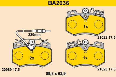 BA2036 BARUM Комплект тормозных колодок, дисковый тормоз