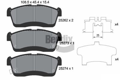 BPD2241 BENDIX Braking Комплект тормозных колодок, дисковый тормоз