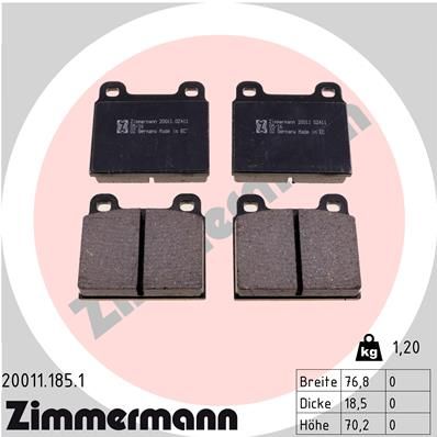 200111851 ZIMMERMANN Комплект тормозных колодок, дисковый тормоз