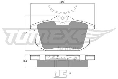 TX1307 TOMEX Brakes Комплект тормозных колодок, дисковый тормоз
