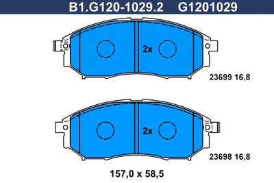 B1G12010292 GALFER Комплект тормозных колодок, дисковый тормоз