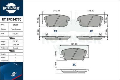 RT2PD24770 ROTINGER Комплект тормозных колодок, дисковый тормоз