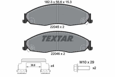 2204501 TEXTAR Комплект тормозных колодок, дисковый тормоз