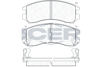 180810 ICER Комплект тормозных колодок, дисковый тормоз