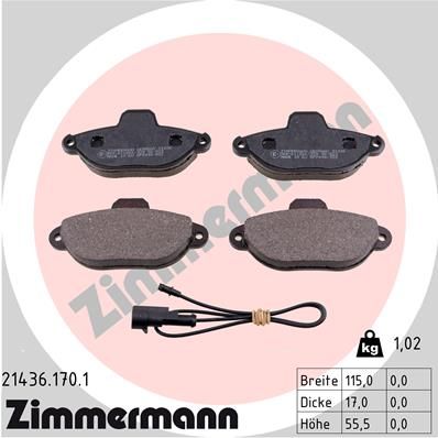 214361701 ZIMMERMANN Комплект тормозных колодок, дисковый тормоз