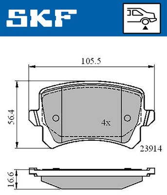 VKBP90023 SKF Комплект тормозных колодок, дисковый тормоз