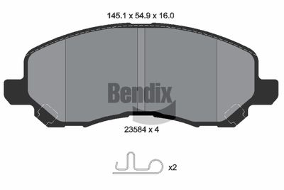 BPD1221 BENDIX Braking Комплект тормозных колодок, дисковый тормоз