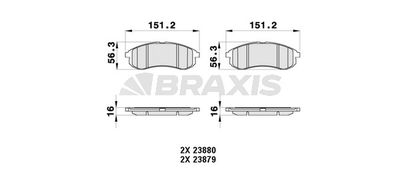 AB0372 BRAXIS Комплект тормозных колодок, дисковый тормоз