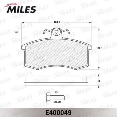 E400049 MILES Комплект тормозных колодок, дисковый тормоз