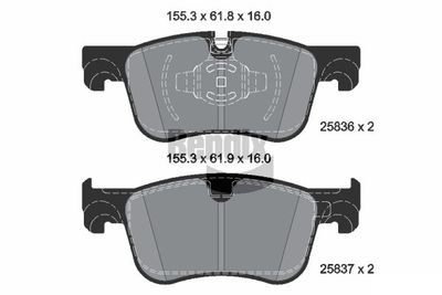 BPD2374 BENDIX Braking Комплект тормозных колодок, дисковый тормоз