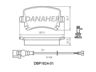 DBP182401 DANAHER Комплект тормозных колодок, дисковый тормоз