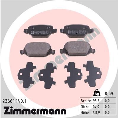 236611401 ZIMMERMANN Комплект тормозных колодок, дисковый тормоз