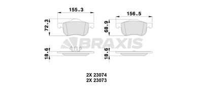 AA0077 BRAXIS Комплект тормозных колодок, дисковый тормоз