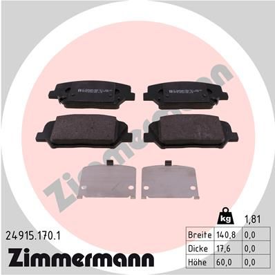 249151701 ZIMMERMANN Комплект тормозных колодок, дисковый тормоз