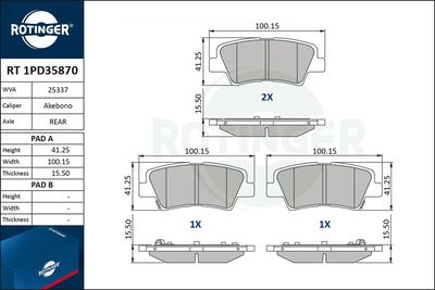 RT1PD35870 ROTINGER Комплект тормозных колодок, дисковый тормоз