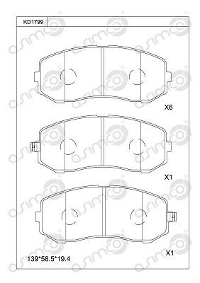 KD1799 ASIMCO Комплект тормозных колодок, дисковый тормоз