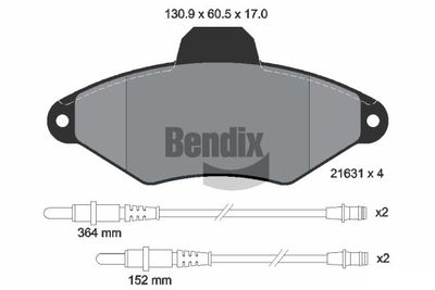 BPD1820 BENDIX Braking Комплект тормозных колодок, дисковый тормоз